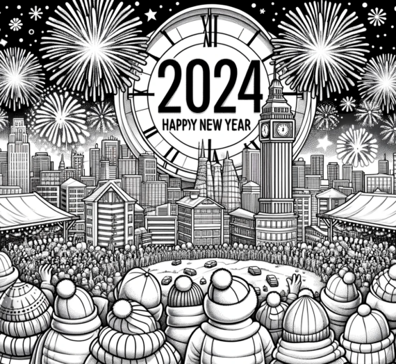 Coloring Pages New Year 2024 : 15 Free Colorings Book