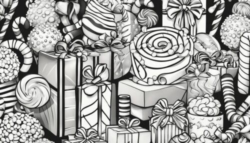Christmas Candy Canes with Presents Coloring Pages