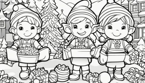 Christmas Elves with Candy Canes Coloring Pages