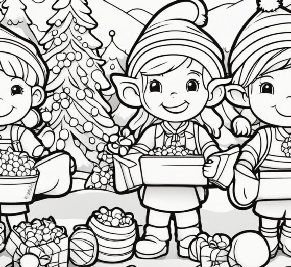 Christmas Elves with Candy Canes Coloring Pages