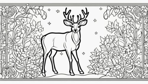 Christmas Reindeer with Holly Coloring Pages