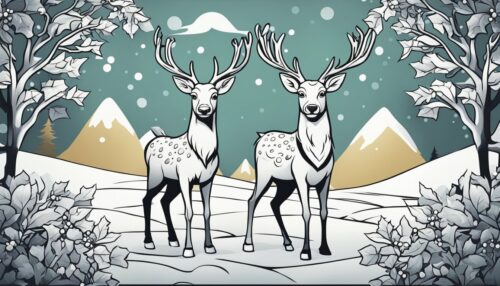 Christmas Reindeer with Holly Coloring Pages 