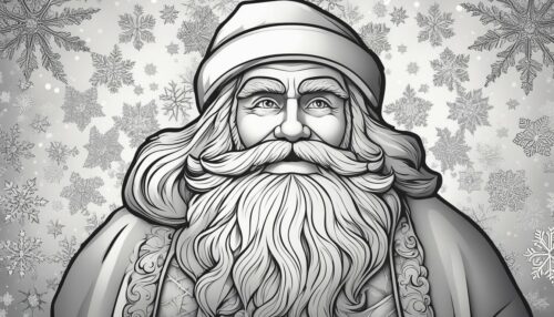 Christmas Santa Claus with Snowflakes Coloring Pages