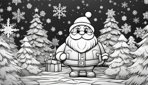 Christmas Santa Claus with Snowflakes Coloring Pages