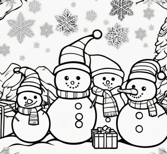 Christmas Snowmen with Presents Coloring Pages