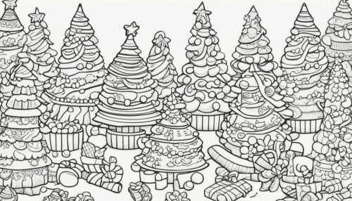 Christmas Trees and Candy Canes Coloring Pages