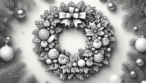 Christmas Wreaths Coloring Pages 