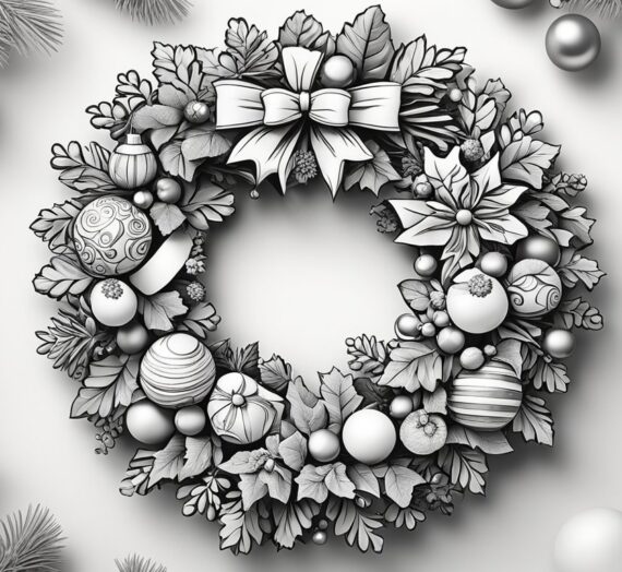 Christmas Wreaths Coloring Pages: 8 Free Colorings Book