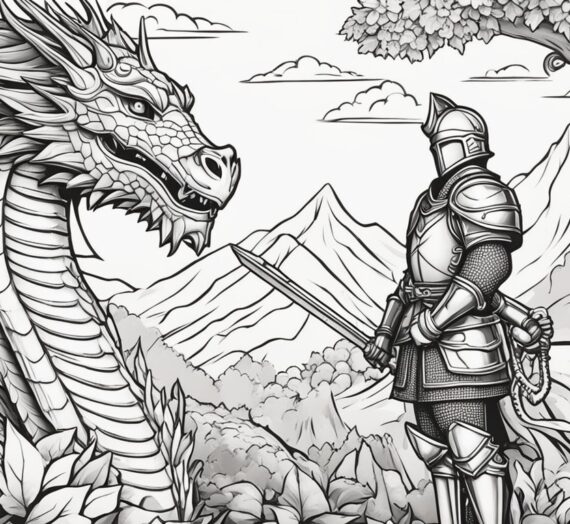Knight and Dragon Coloring Pages: 9 Free Colorings Book