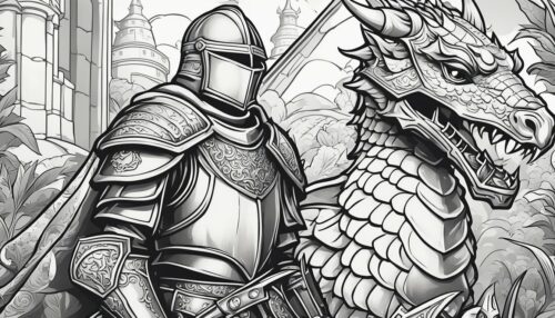 The World of Knight and Dragon Coloring Pages