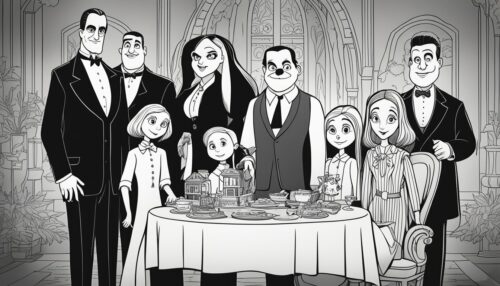 Halloween-Themed Addams Family Coloring Pages